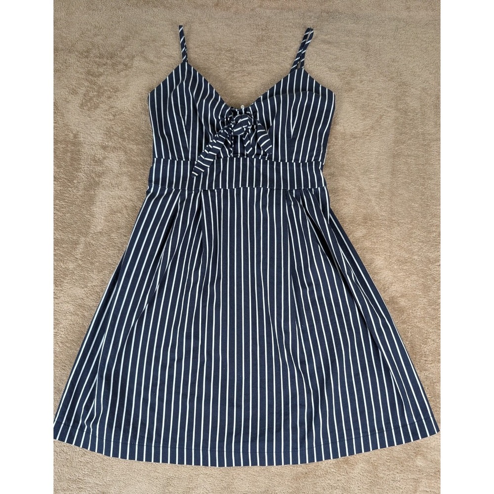 Womens‎ Purple Snow White Striped Dress XL Navy Blue A-line Dress Short 30" Bust